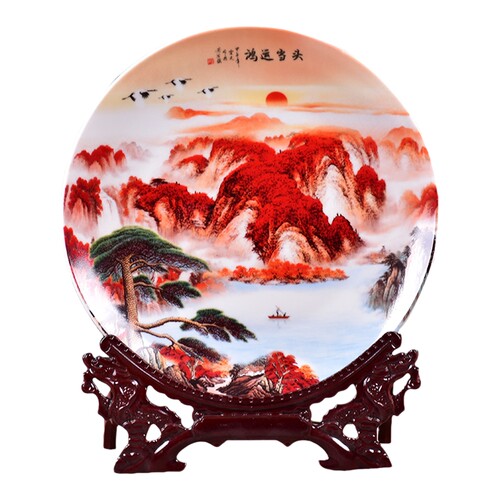 景德镇陶瓷器鸿运当头挂盘酒柜玄关办公室装饰品瓷盘摆件盘子摆盘 - 图3