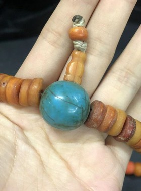 藏传牛骨切片桶珠绿松石108佛珠多圈手链念珠项链饰品值得收藏