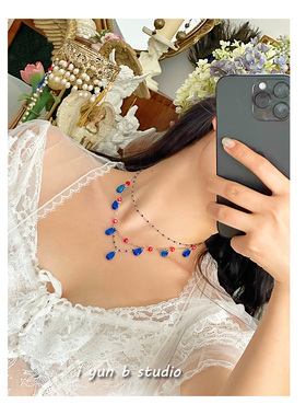 哈尔的移动城堡锁骨链琉璃蓝水滴