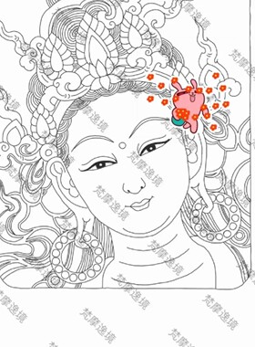唐卡线稿DIY绿度母唐卡西藏唐卡纯手绘唐卡描金佛像白描线稿