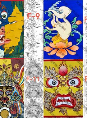 唐卡画芯线稿批发打印到纯棉油画布/唐卡布打印10/30/50/100张