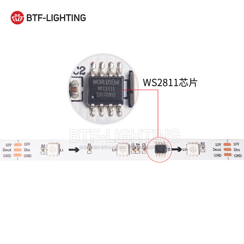 LED全彩米家灯条WS2811外置IC5050贴片12V幻彩可编程户外工程灯带 - 图0