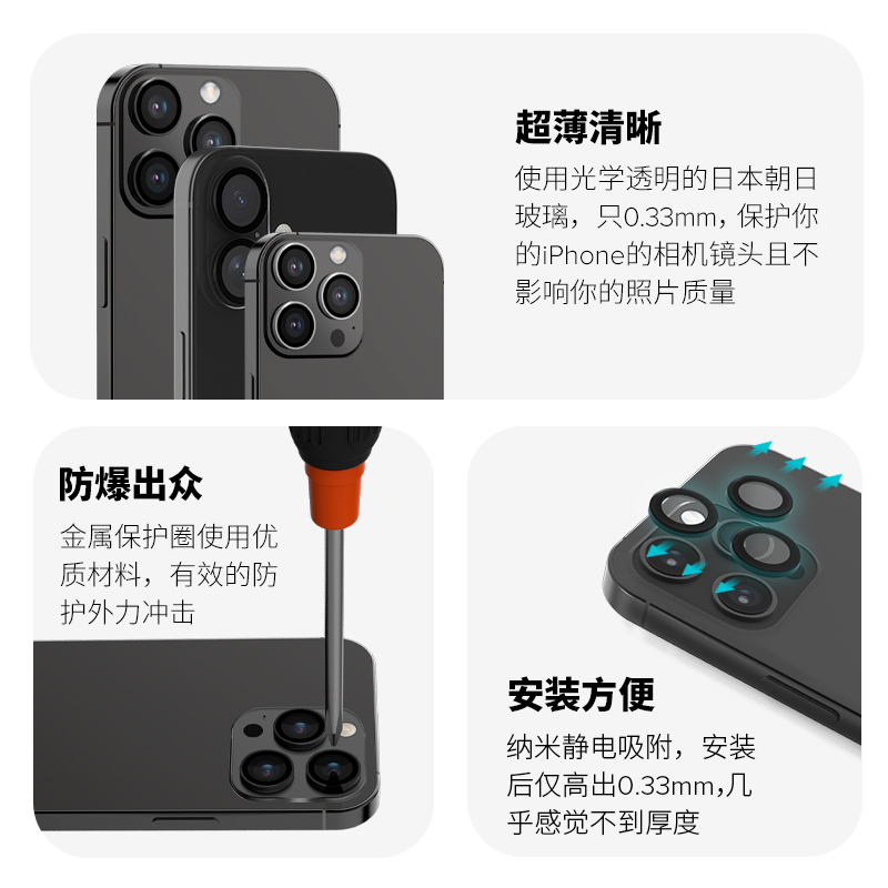 JCPal本朴适用苹果手机16镜头膜iPhone16Pro Max镜头保护膜iPhone15Promax手机后摄像头保护苹果15钢化镜头膜