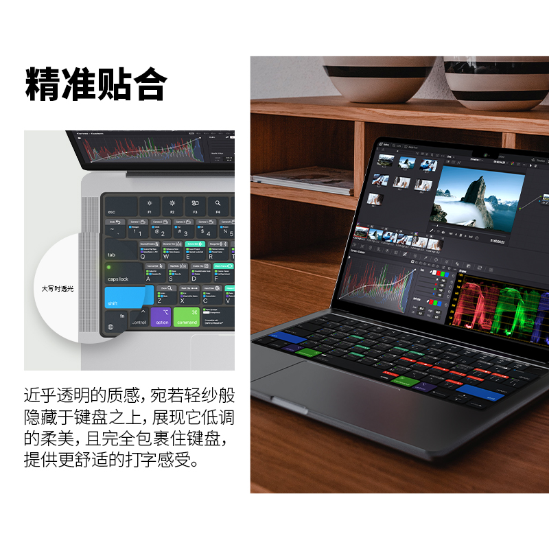 JCPal本朴硅胶键盘保护膜适用于苹果笔记本15寸2023款新款macbookpro14/16寸M3电脑键盘膜Air13 保护膜防水M2 - 图3