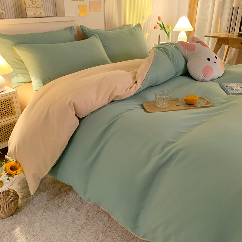 韩版加厚被单四件套纯棉全棉简约纯色小红书被套小姑娘寝室三件套,淘宝优惠券,粉丝福利购,淘宝优惠卷