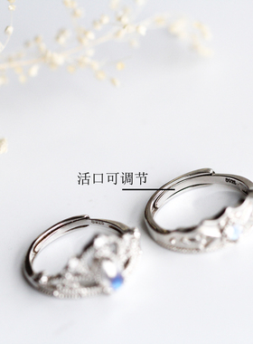 缪媞斯里兰卡蓝月光石戒指异地恋