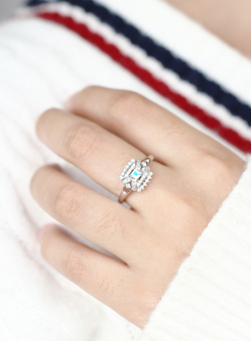 梦幻月光石纯银开口可调节戒指