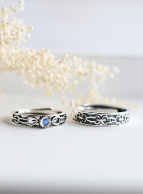 天然月光石戒指一对情侣学生男女