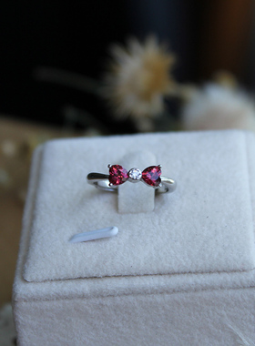 纯银天然心形生日礼物戒指