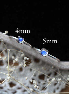 天然斯里兰卡月光石强光四爪戒指