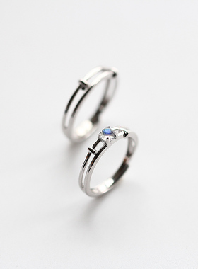 天然月光石情侣戒指求婚女友刻字