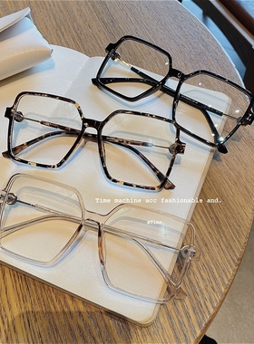 ins同款大方框女士圆脸平光镜