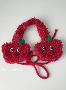 日系简约可爱毛绒苹果耳罩