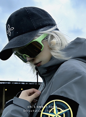 复古十字刺绣宽檐纯棉棒球帽