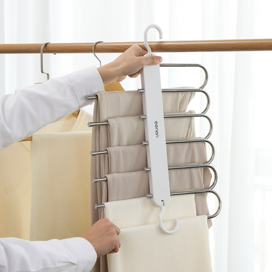 Folding trouser rack multi-functional multi-layer trouser hanger household magic seamless trouser clip wardrobe storage artifact trouser hanger