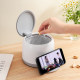 Desktop trash can with mobile phone holder is compact and practical