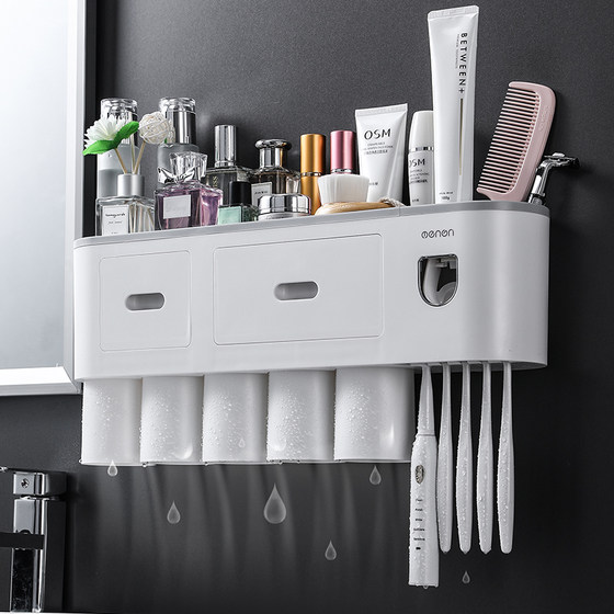 Toothbrush rack without punching mouthwash cup for brushing toothpaste