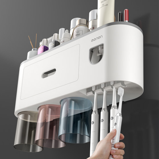 Toothbrush holder bathroom punch-free wall-mounted storage rack