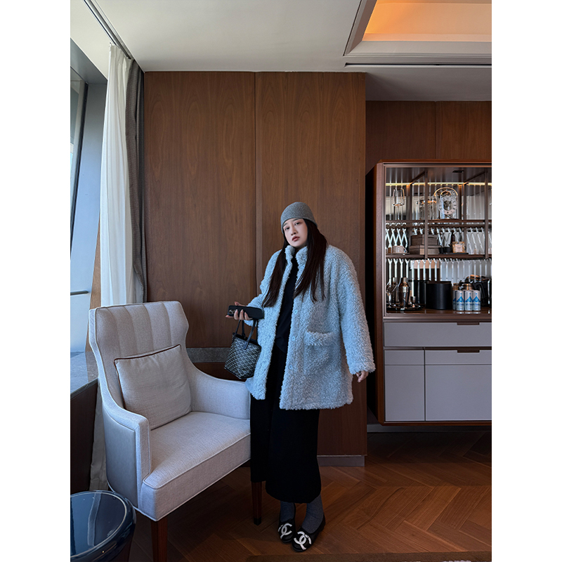 铅笔小鑫大码女装 韩系宽松 男女同款 保暖大码羊羔毛外套 - 图2