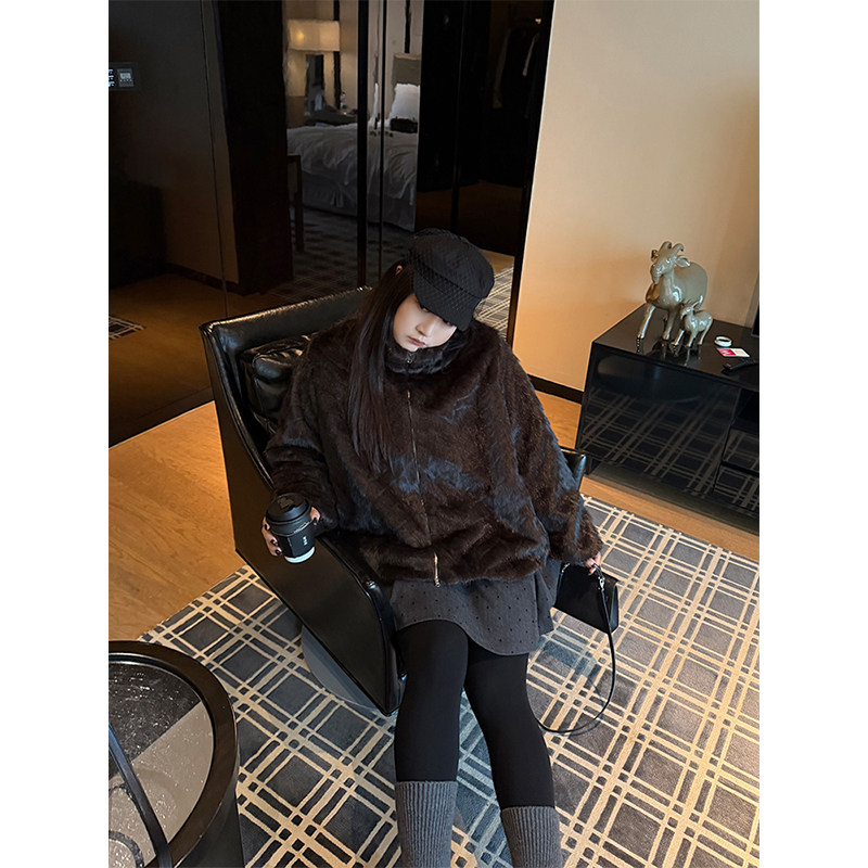 铅笔小鑫大码女装皮毛一体老钱风高品保暖加厚毛毛外套,淘宝优惠券,粉丝福利购,淘宝优惠卷