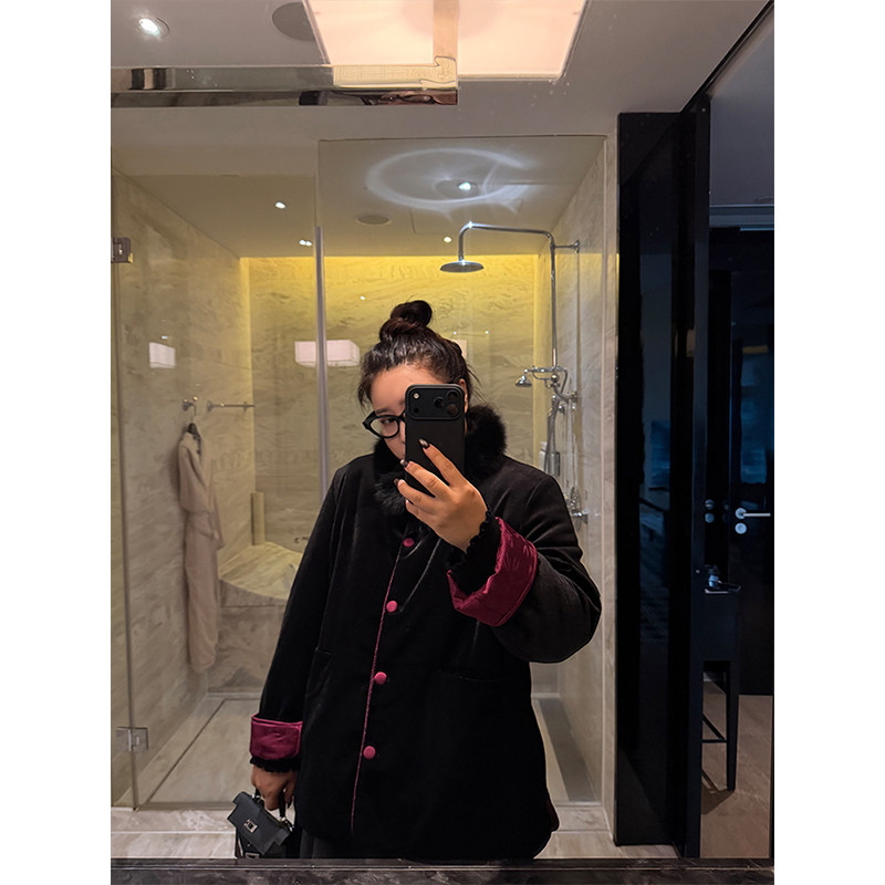 铅笔小鑫大码女装新中式国潮撞色纽扣夹棉双面穿棉服,淘宝优惠券,粉丝福利购,淘宝优惠卷