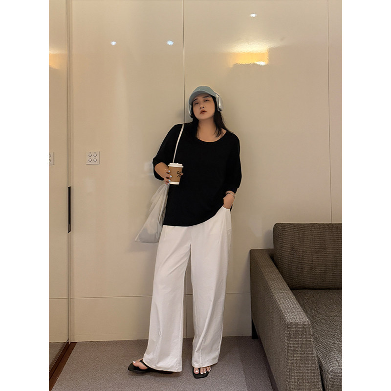 铅笔小鑫大码女装 藏肉显瘦 松弛简约 高腰直筒裤,淘宝优惠券,粉丝福利购,淘宝优惠卷