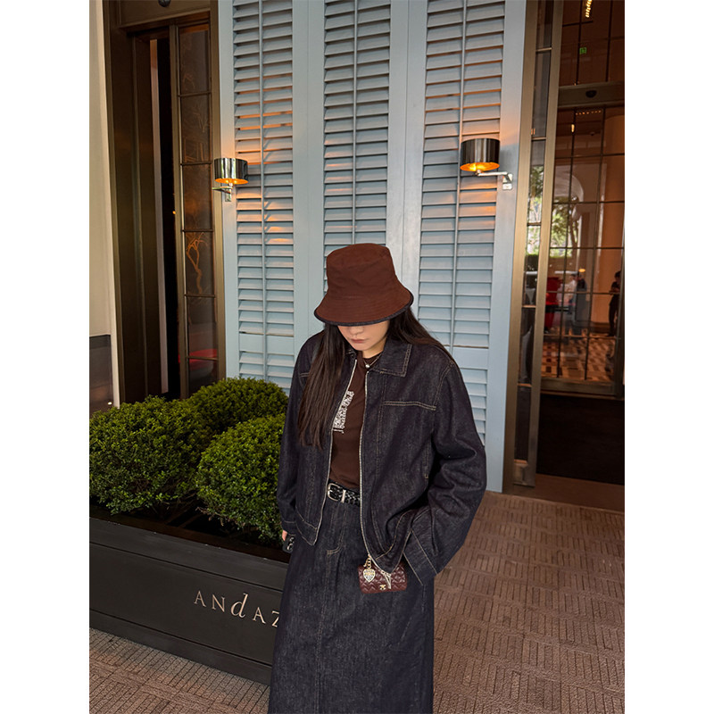 铅笔小鑫大码女装 chill松弛 洗水作旧 拉链牛仔外套+半身裙,淘宝优惠券,粉丝福利购,淘宝优惠卷