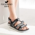 Giày Fugui chim nam 2019 hè mới sandal đế xuồng đế mềm đế mềm Hàn Quốc hở mũi thoáng khí nam - Sandal