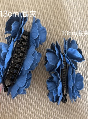 牛仔布艺蓝色玫瑰花绑带项u链女新款网红法式点缀配饰项圈小众颈