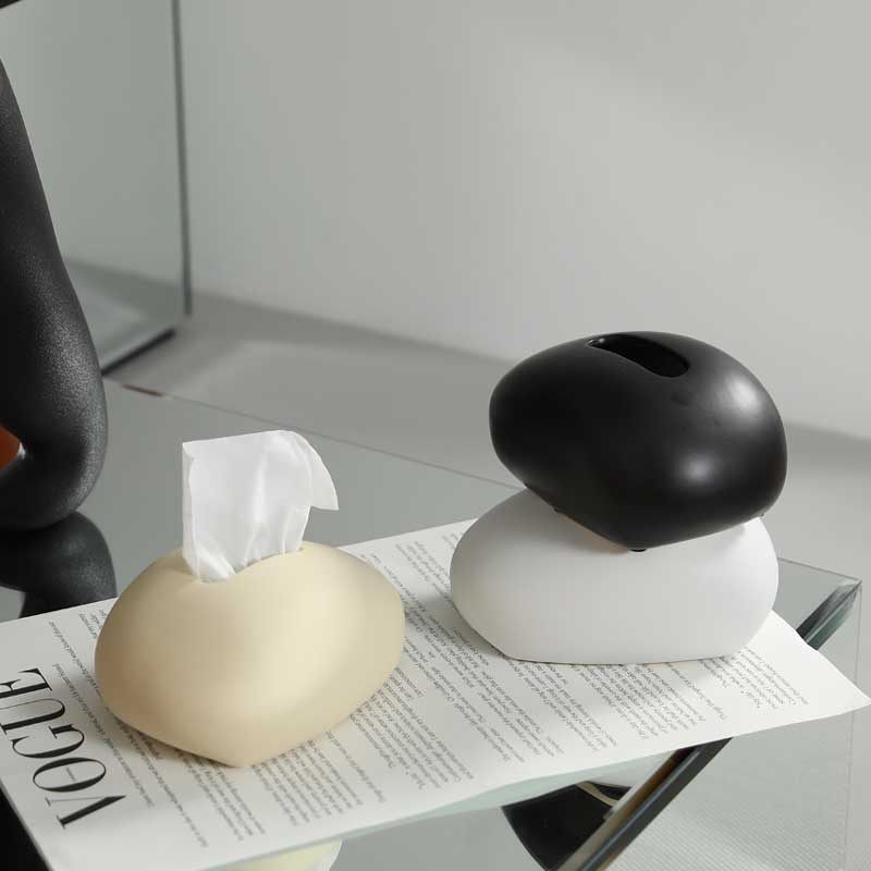 黑白色陶瓷纸巾盒客厅茶几摆件 餐巾纸盒子抽纸盒创意装饰品,淘宝优惠券,粉丝福利购,淘宝优惠卷