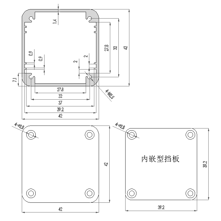 定制铝型材外壳铝合金盒子工控正方精致形电路板壳铝壳开孔42*42,淘宝优惠券,粉丝福利购,淘宝优惠卷