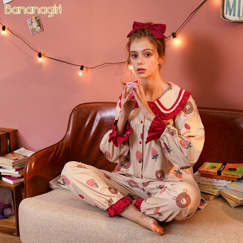bananagirl春秋纯棉少女可爱睡衣 bananagirl睡衣/家居服套装