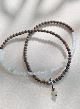 金丝檀女款天山玉银葫芦木手链