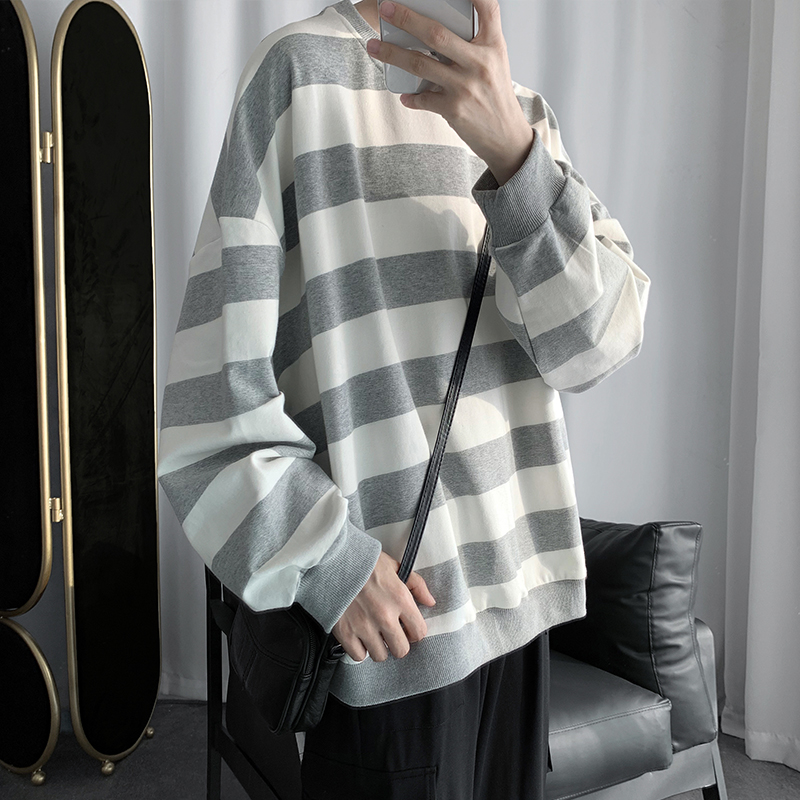 懒惰风上衣 bf 宽松外套 oversize 条纹卫衣秋季情侣 ins 子俊男装韩版 懒惰风上衣 bf 宽松外套 oversize 条纹卫衣秋季情侣 ins 子俊男装韩版
