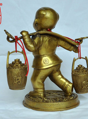 祥安阁铜送财童子摆件办公室家居摆设