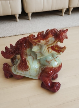 天然岫岩玉龙头龟摆件招财镇宅客厅玄关办公室动物工艺品精致
