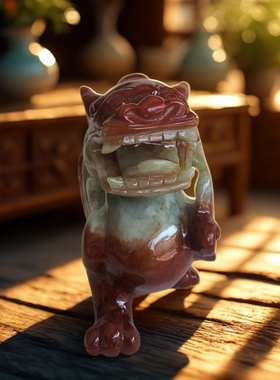 天然玉石貔貅摆件岫玉貔貅玄关摆设店铺开业礼品客厅公母一对皮丘