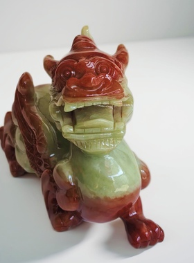 天然玉石貔貅摆件岫玉貔貅玄关摆设店铺开业礼品客厅公母一对皮丘