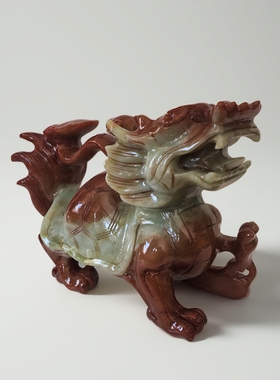 天然岫岩玉龙头龟摆件招财镇宅客厅玄关办公室动物工艺品精致