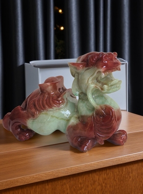 好运岫玉器长20厘米岫岩玉貔貅摆件钱串子摆件家居瑞兽