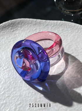 25SUMMER女款亚克力透明彩色戒指