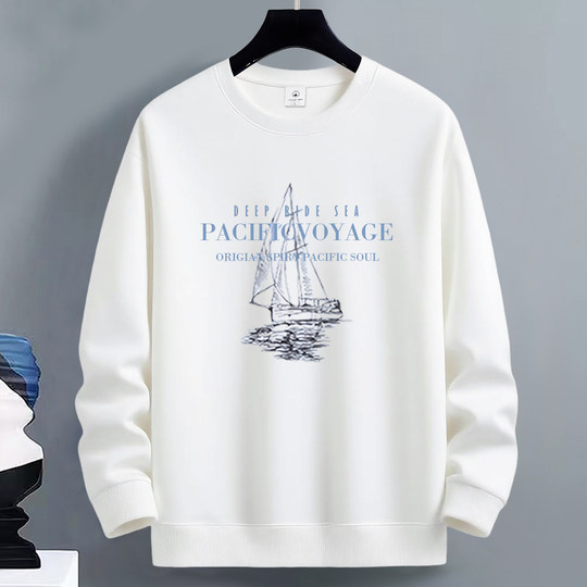 NASA圆领卫衣男士2025新款秋冬加绒加厚青少年宽松学生内搭打底衫