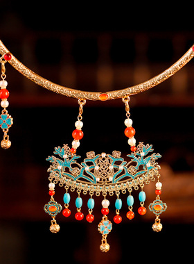 新中式汉服项圈马面裙配饰古风璎珞流苏晚明风平安锁明制婚服配饰