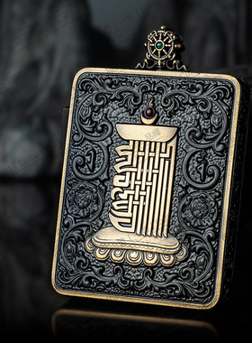 【一如正品】新款祥韵金轮十相自在/金刚杵文创吊坠唐卡盒噶乌盒