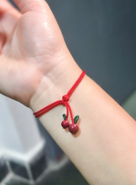 朱砂平安苹果红绳手链女款本命年转运珠手绳男款情侣款礼物送女友
