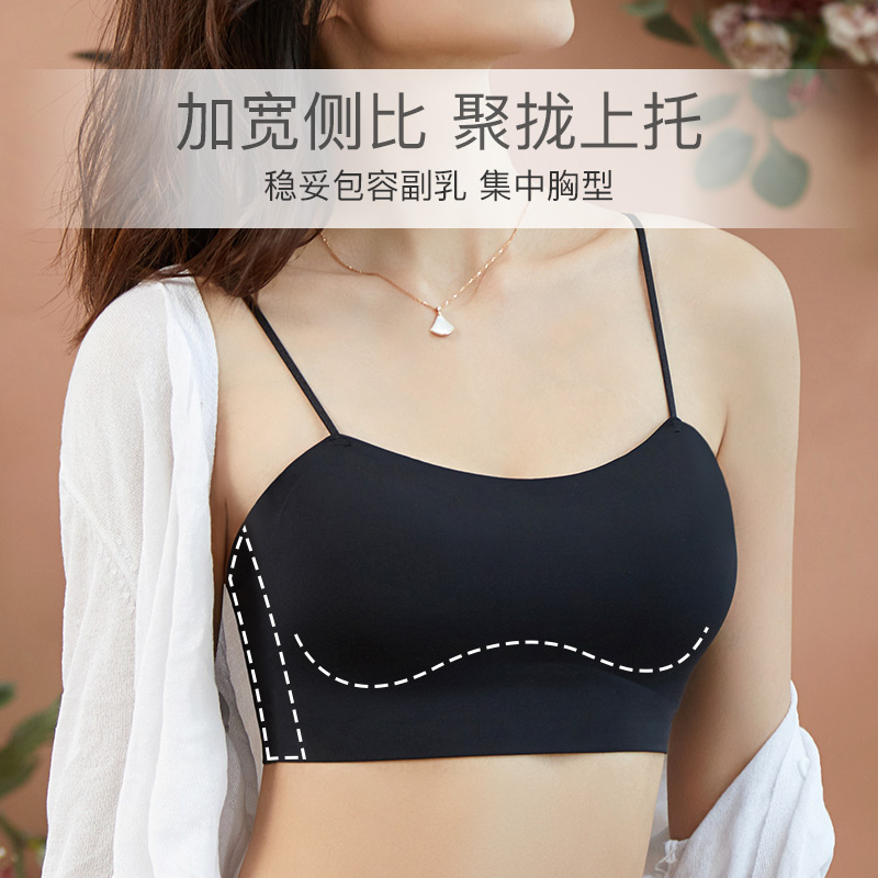 美背内衣女小胸聚拢防走光无痕无钢圈夏季薄款冰丝抹胸裹胸文胸罩 - 图3