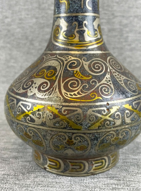 青铜器摆件蒜头瓶盛酒器中三王壶