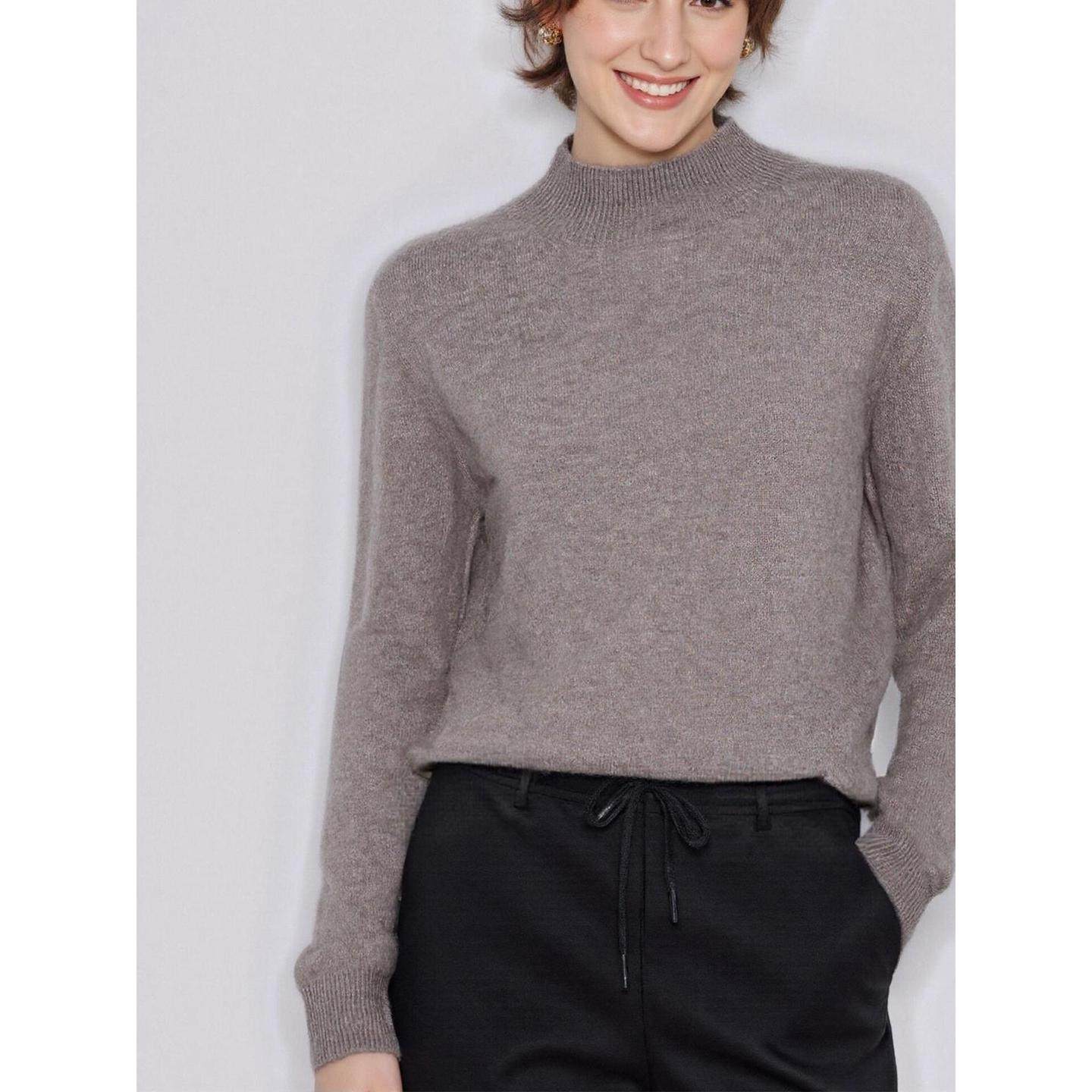 Basic House/百家好驼色100%羊毛半高领针织衫女士冬季软糯打底衫,淘宝优惠券,粉丝福利购,淘宝优惠卷