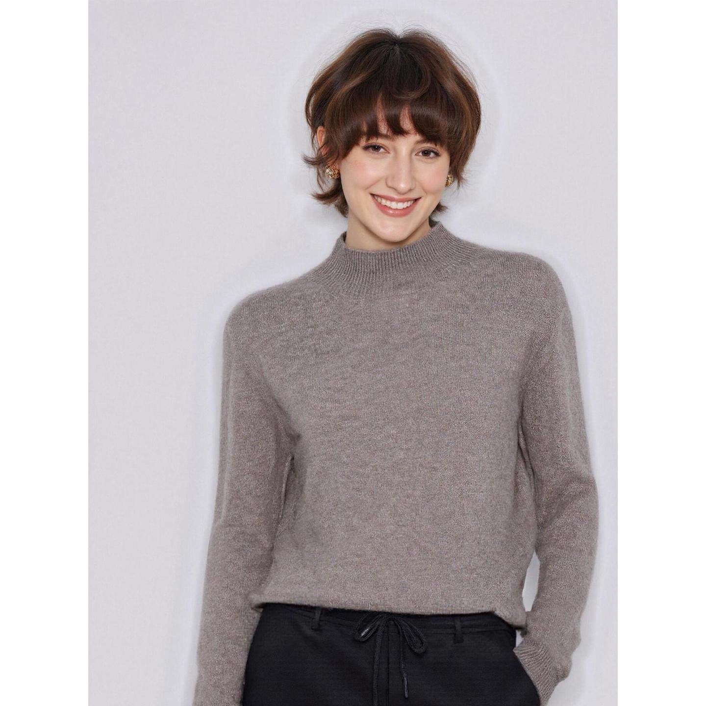 Basic House/百家好驼色100%羊毛半高领针织衫女士冬季软糯打底衫,淘宝优惠券,粉丝福利购,淘宝优惠卷