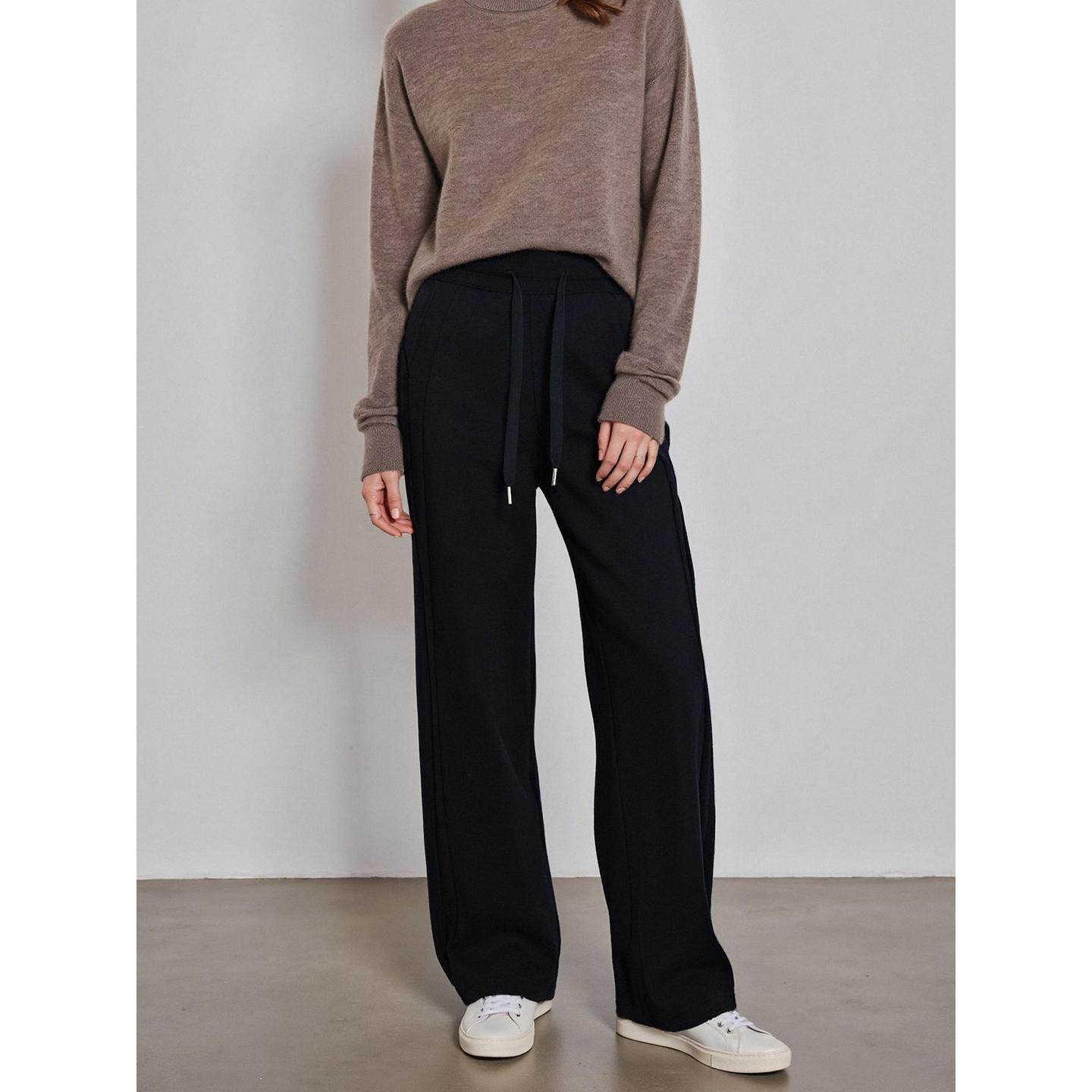 Basic House/百家好黑色阔腿运动裤女士冬季加绒加厚高腰直筒卫裤,淘宝优惠券,粉丝福利购,淘宝优惠卷